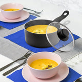 16cm Milk Pan with Glass Lid and Black Handle