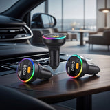 Car Charger with Music Play & Hands-Free Calls  Dual USB + FM Transmitter  Fast 3A Output