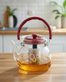 Glass Tea & Coffee Pot – 1800ml – Red Handle & Lid
