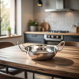 18cm Stainless Steel Balti Dish Kadai – Dual Side Handles, Mirror Finish, Ideal for Cooking & Serving Traditional Curries