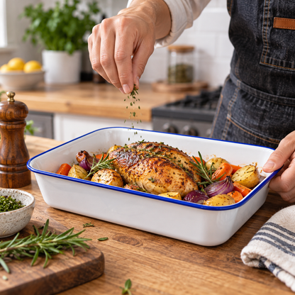 Enamel Bake Pan – 31cm Roasting & Baking Tray