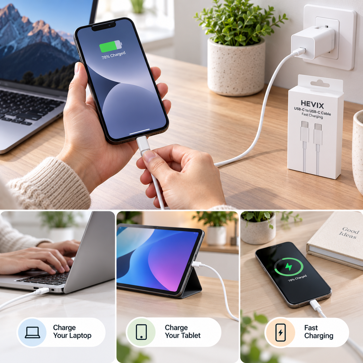Type-C to Type-C Fast Charging Cable – Rapid Charge & Sync USB-C Cable