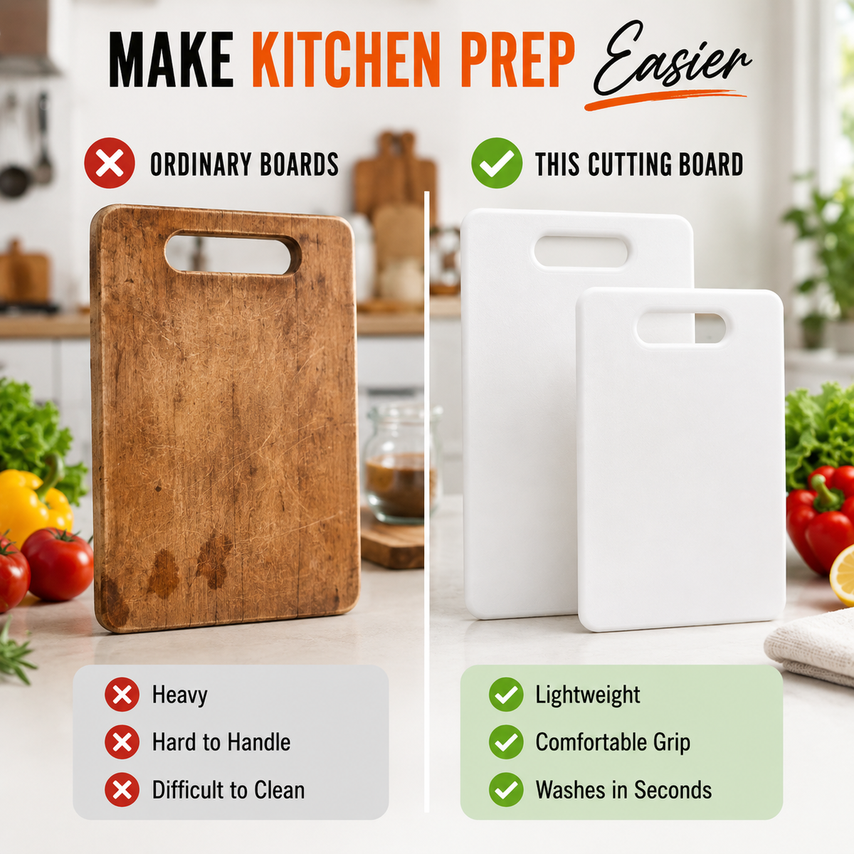 Plastic Cutting Board Set (2 Sizes)