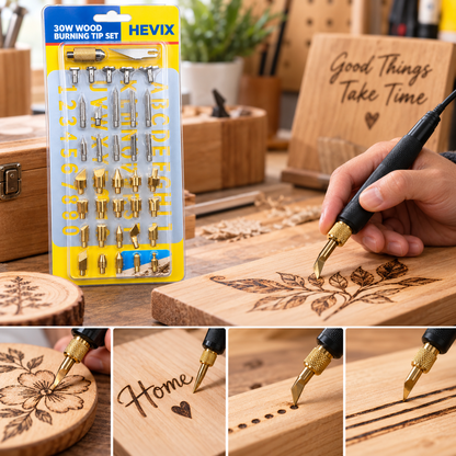 30W Wood Burning Set – Letters, Numbers & Tips