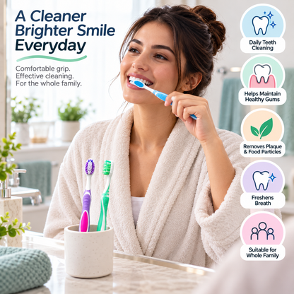 Soft Gum Comfort Toothbrush Set – 3 Pack, High Quality Soft Bristles