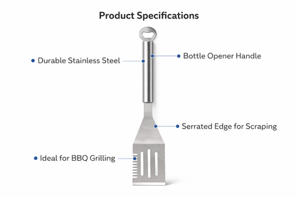 BBQ Slotted Turner – Stainless Steel Spatula with Bottle Opener, 46cm
