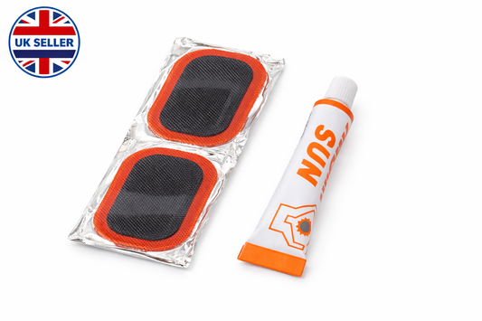 25-Piece Puncture Repair Kit — 24 Rubber Patches & Adhesive Cement for Bikes, Inflatables & Inner Tubes