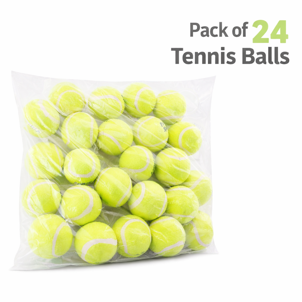 Tennis Balls Pack of 2, Pack of 3, or Pack of 24 – Fluorescent Yellow Felt Practice Training Balls for Coaching Garden Club School and Recreational Play