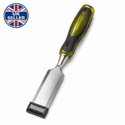 Wood Chisel with Rubber Grip Handle – Heavy Duty Steel Blade Woodworking Chisel for Joinery Carpentry DIY Workshop