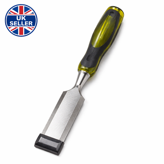 Wood Chisel with Rubber Grip Handle – Heavy Duty Steel Blade Woodworking Chisel for Joinery Carpentry DIY Workshop