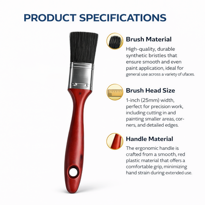 1.5 Inch Paint Brush with Wooden Handle – Black Bristle Decorating Brush for Walls Gloss Emulsion Varnish DIY