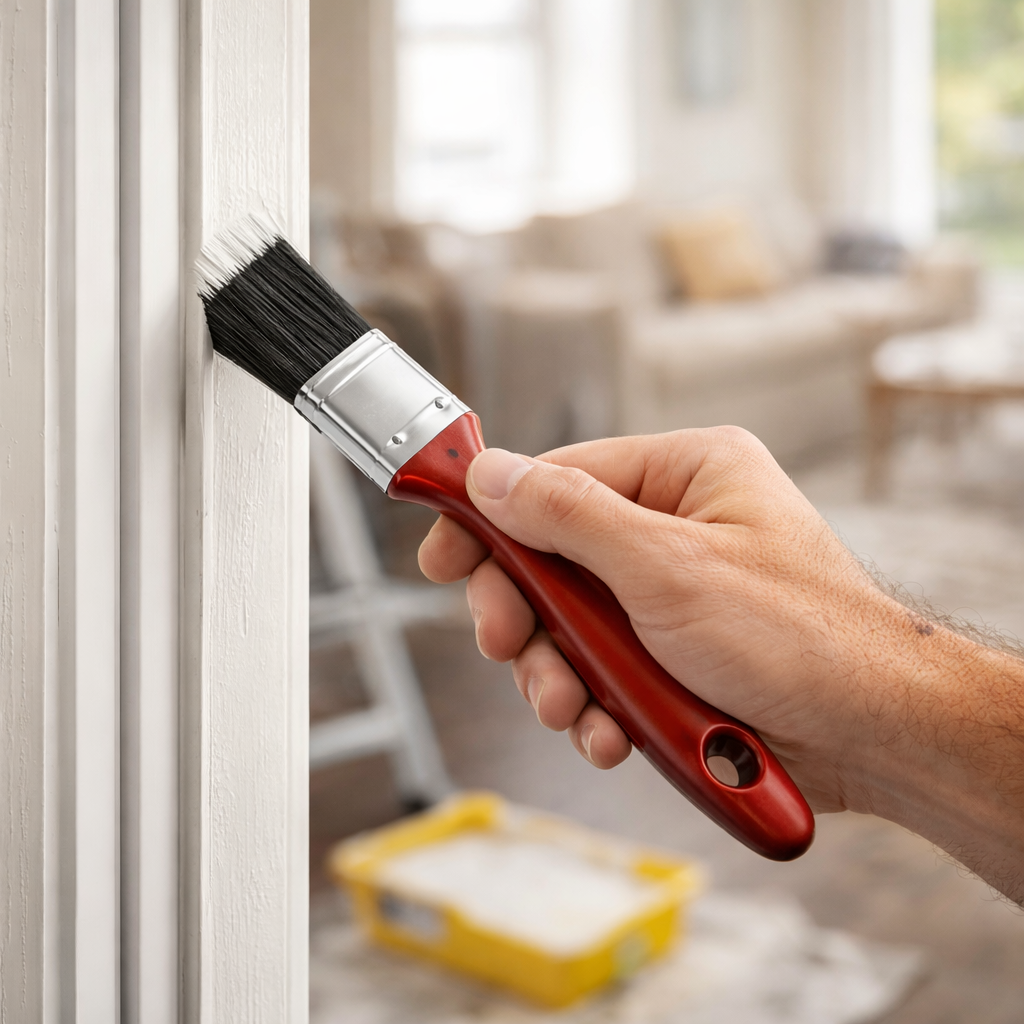 1.5 Inch Paint Brush with Wooden Handle – Black Bristle Decorating Brush for Walls Gloss Emulsion Varnish DIY