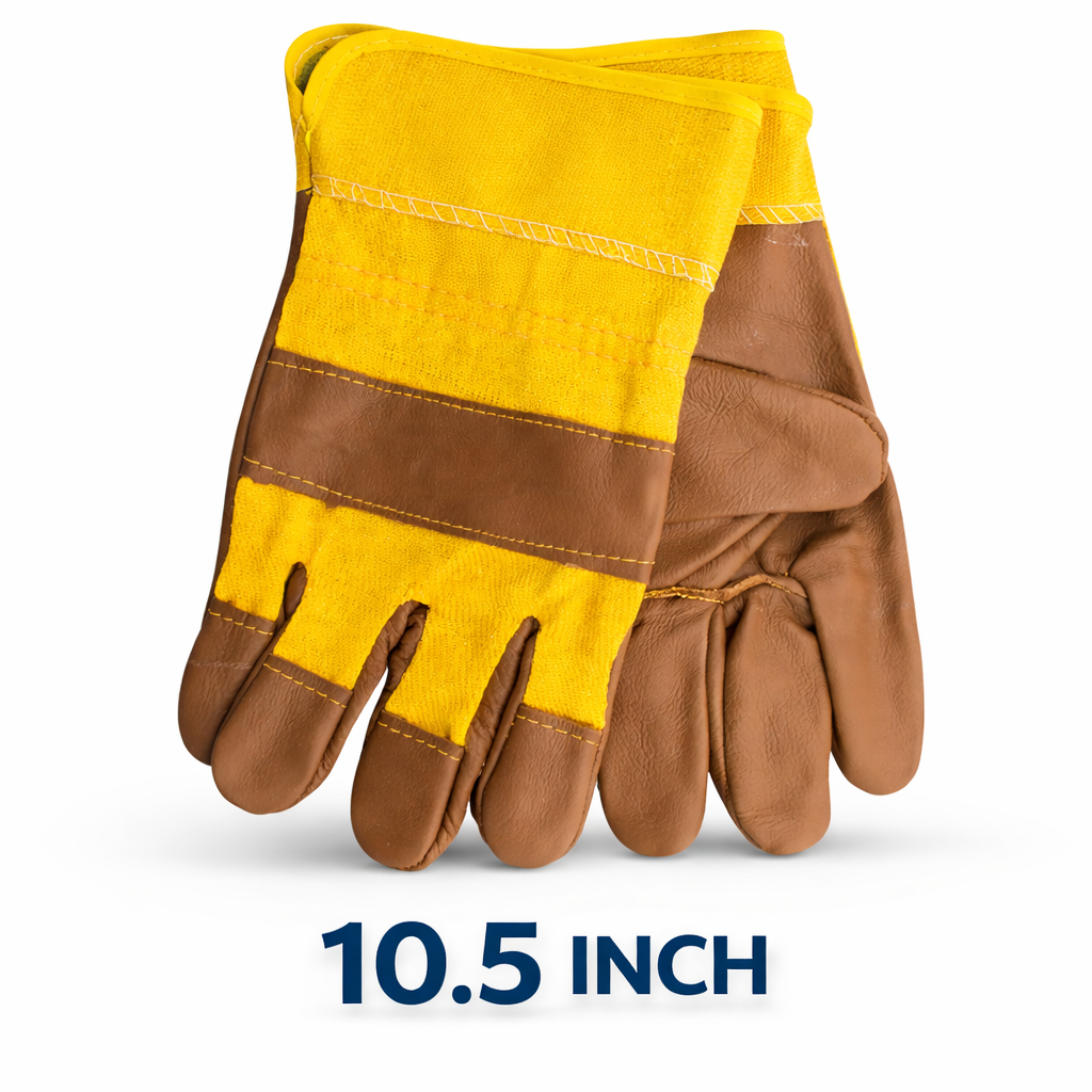 10.5 Inch Heavy Duty Leather Work Gloves – Furniture Rigger Gloves Cowhide Palm Safety Cuff CE Certified Construction