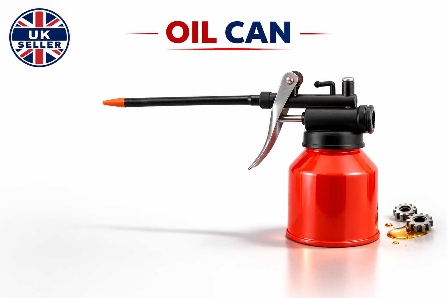Pump Action Oil Can with Long Spout – Metal Body Precision Lubricator for Workshop Garage Machinery Bike Chain Tools
