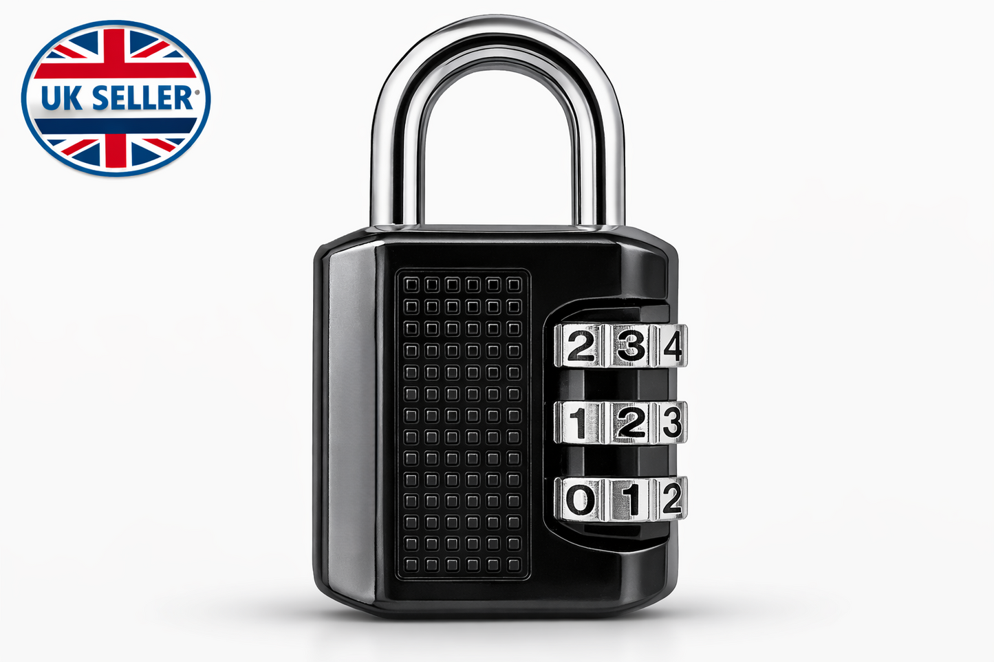 3-Digit Resettable Combination Padlock – Zinc Alloy Body, Chrome Shackle, Keyless, Two Sizes
