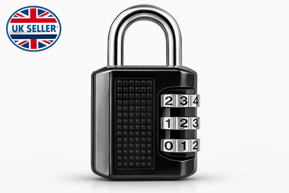 3-Digit Resettable Combination Padlock – Zinc Alloy Body, Chrome Shackle, Keyless, Two Sizes