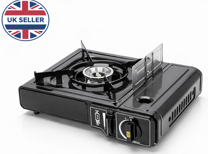 Portable Gas Stove with Carrying Case | Windshield & Safety Shut-Off | Camping Picnic Outdoor