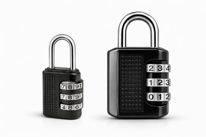 3-Digit Resettable Combination Padlock – Zinc Alloy Body, Chrome Shackle, Keyless, Two Sizes