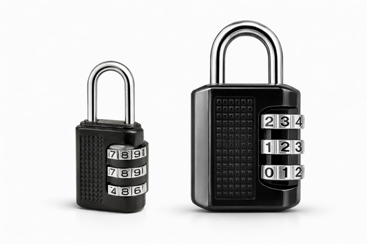 3-Digit Resettable Combination Padlock – Zinc Alloy Body, Chrome Shackle, Keyless, Two Sizes