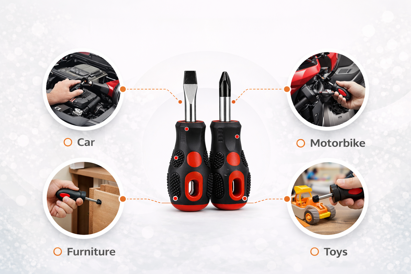 2 Piece Stubby Screwdriver Set – CR-V Magnetic Tips, Bi-Material Non-Slip Grip – Slotted Phillips or PZ2