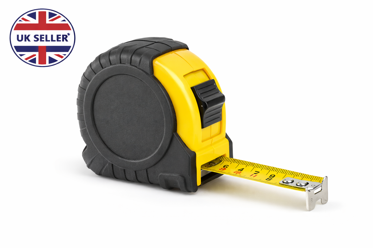 Tape Measure with Auto-Lock and Rubber Grip – Metric and Imperial Blade – 3m 5m 7.5m 10m – Yellow or Red