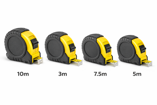 Tape Measure with Auto-Lock and Rubber Grip – Metric and Imperial Blade – 3m 5m 7.5m 10m – Yellow or Red