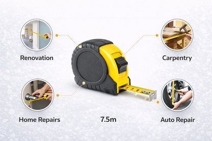 Tape Measure with Auto-Lock and Rubber Grip – Metric and Imperial Blade – 3m 5m 7.5m 10m – Yellow or Red