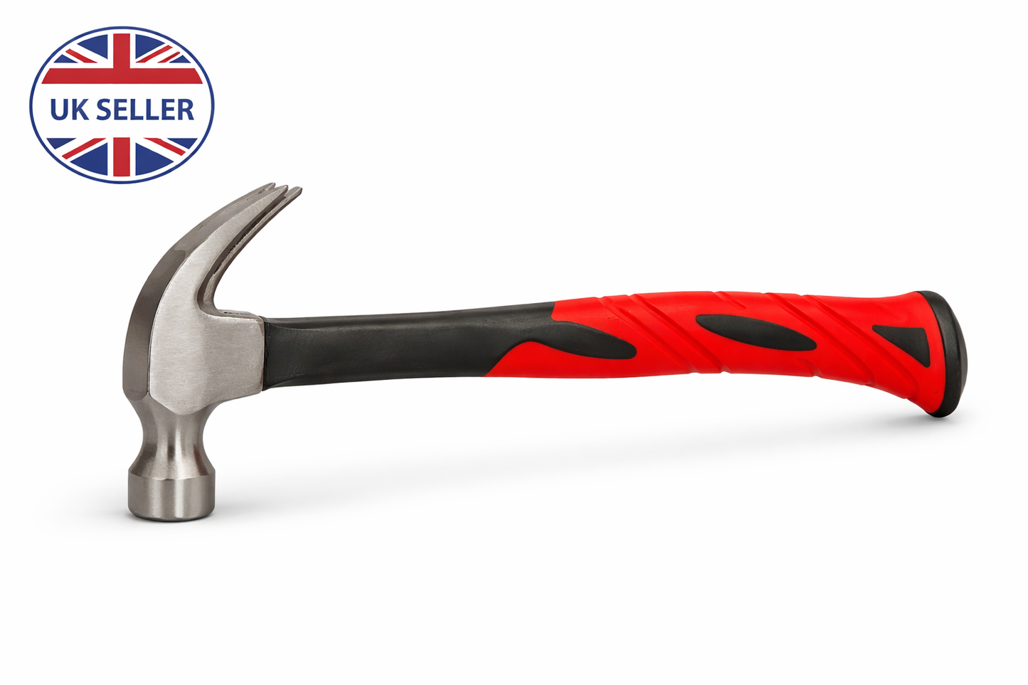 Claw Hammer 8oz 16oz 20oz – Hardened Steel Head, Fibreglass Shaft, Bi-Material Red Black Grip, Curved Claw