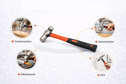 16oz Ball Pein Hammer Fiberglass Handle | Forged Steel Head | Metalwork & Workshop Use