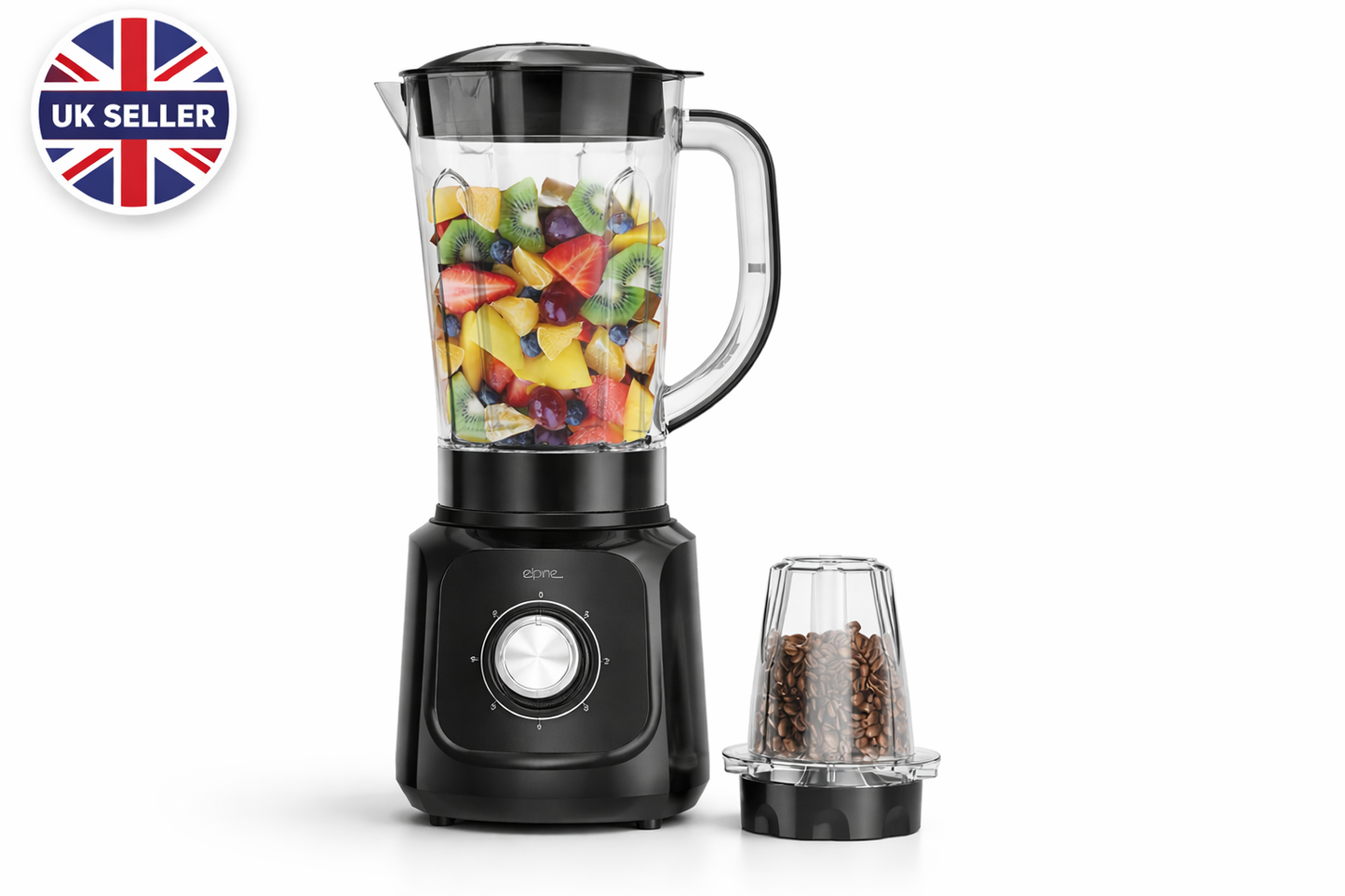 600W 2-in-1 Blender Grinder | 1.5L Jar | 5 Speed + Pulse | Grinder Attachment | Black or White
