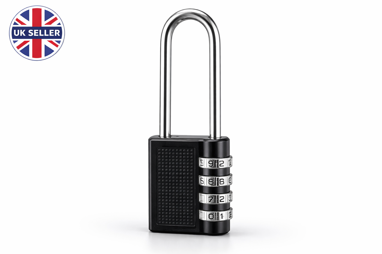 4-Digit Combination Padlock Long Shackle & Standard Zinc Alloy Resettable Security Lock