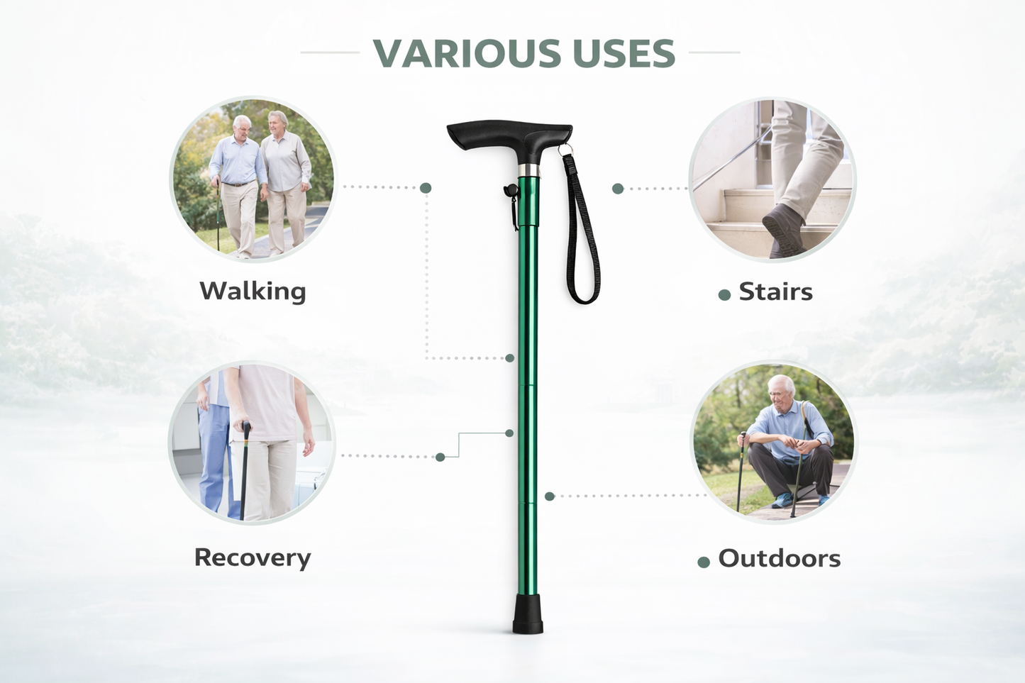 Foldable Aluminium Walking Stick | Lightweight, Adjustable & Portable | Ideal for Daily Use & Travel