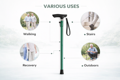 Foldable Aluminium Walking Stick | Lightweight, Adjustable & Portable | Ideal for Daily Use & Travel