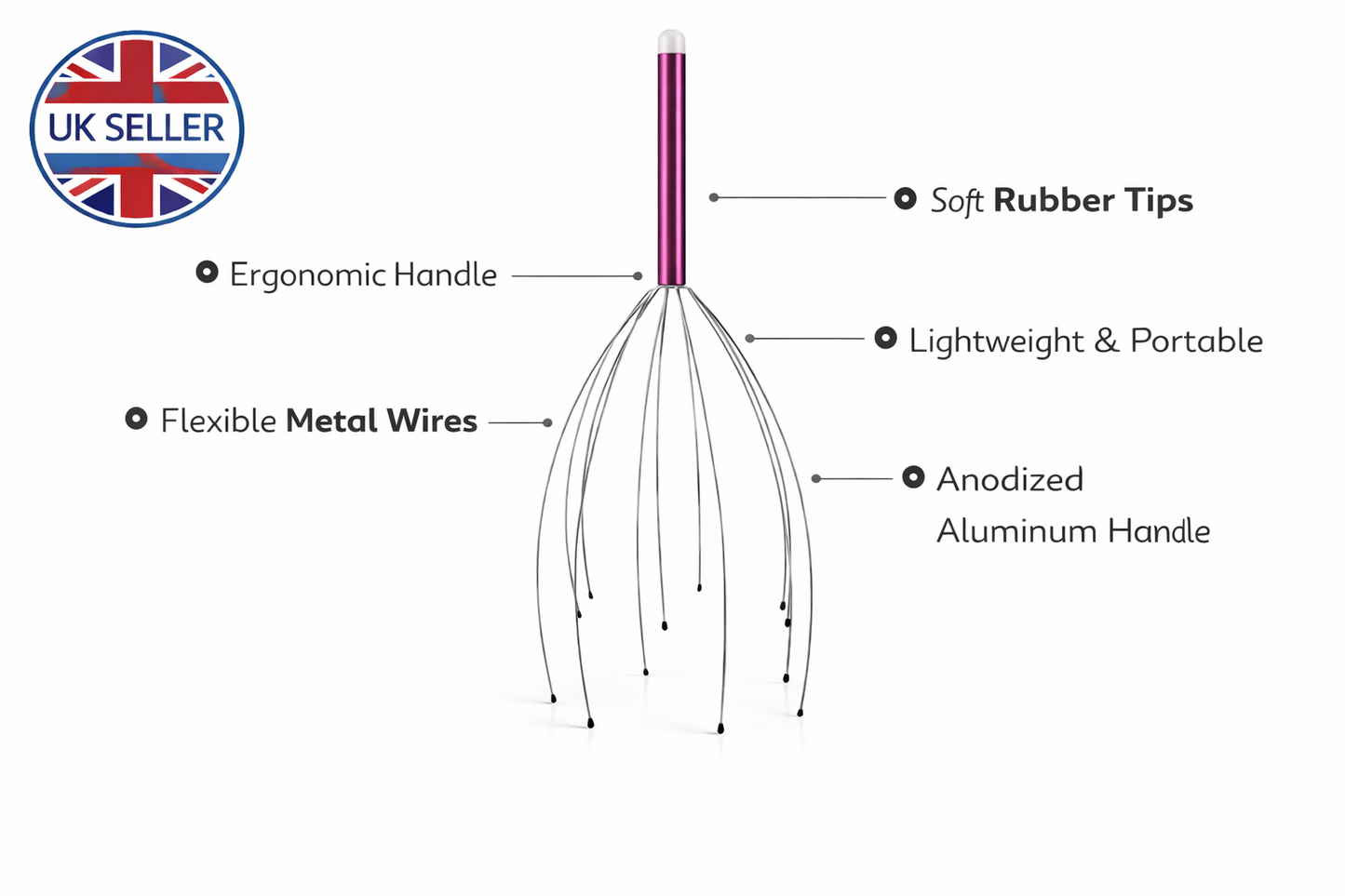 Hand-Held Head Massager – Scalp Stress Relief Tool with Multi-Finger Tips | Available in 4 Colours