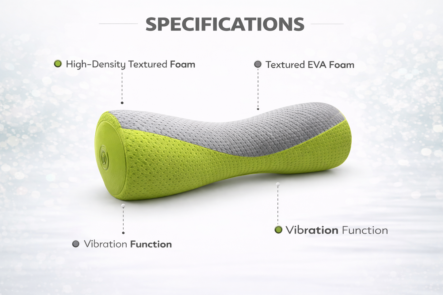 Vibrating Yoga Roller & Massager | PU Foam, 3-Layer Mesh | Relief for Back, Neck, Hips & Calves