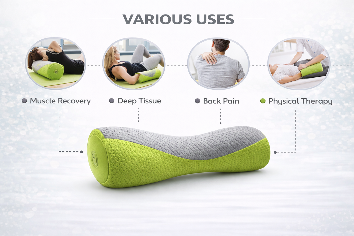Vibrating Yoga Roller & Massager | PU Foam, 3-Layer Mesh | Relief for Back, Neck, Hips & Calves