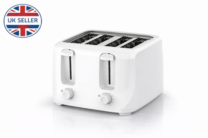 1400W 4 Slice Toaster with Dual Browning Controls, 6 Heat Levels and Removable Crumb Tray – White or Black