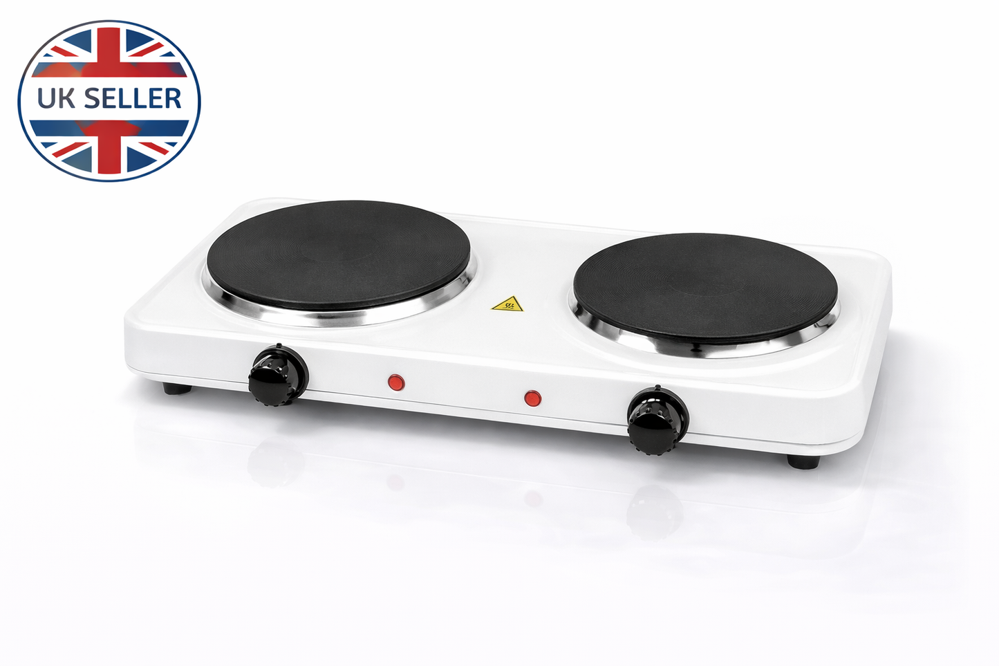 2500W Double Electric Hot Plate | Dual Thermostat | 2 Rings | Overheat Protection | White or Black
