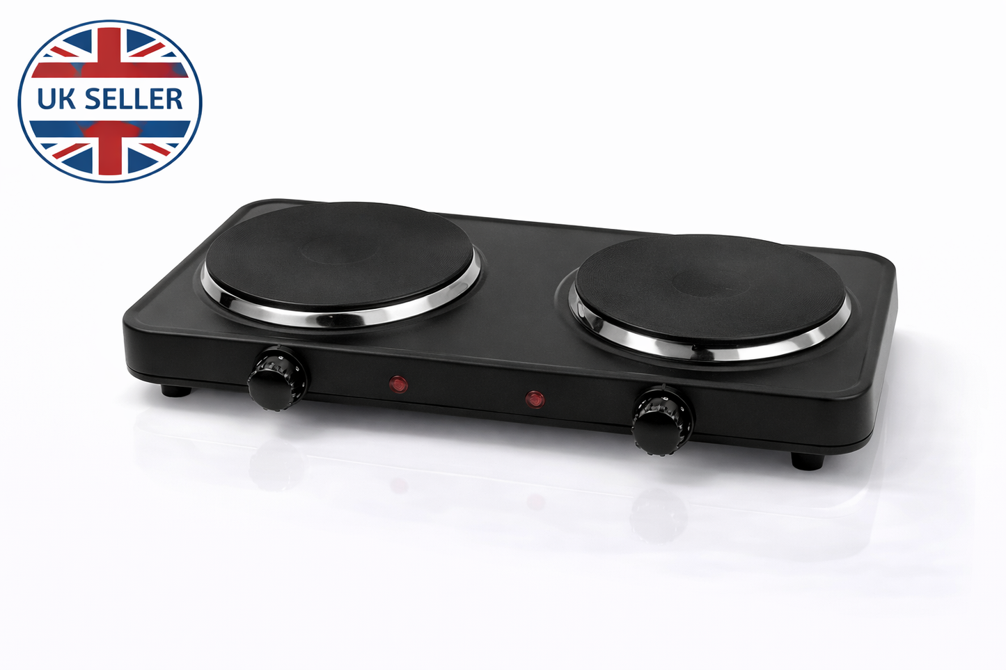 2500W Double Electric Hot Plate | Dual Thermostat | 2 Rings | Overheat Protection | White or Black