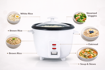 Automatic Rice Cooker | Keep Warm | Non-Stick Bowl | Glass Lid | Cup & Spatula | 0.8L or 1.8L