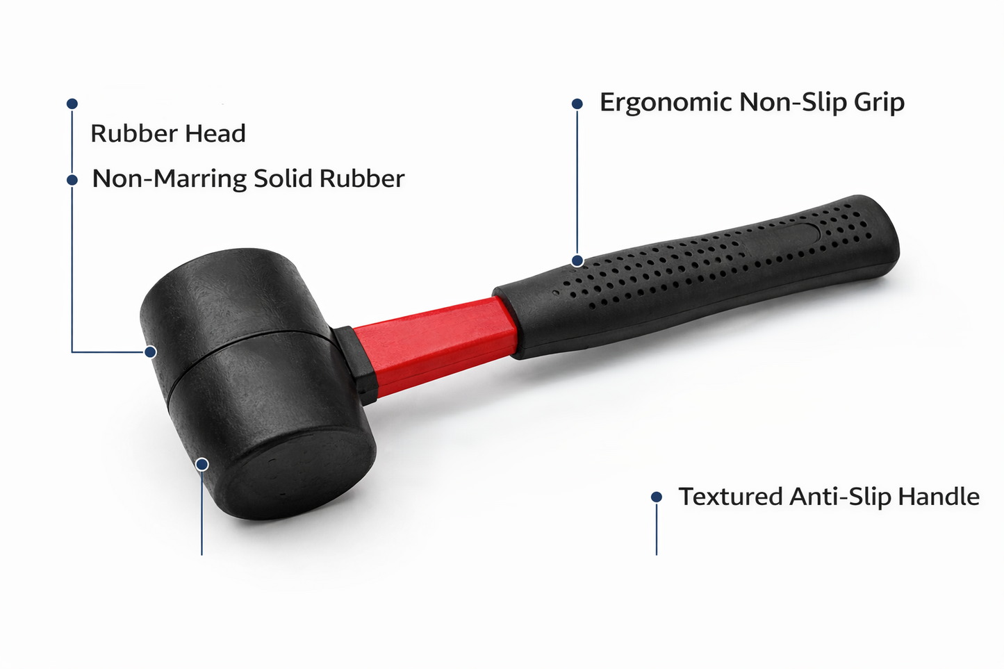 Rubber Mallet with Fiberglass Handle | 8oz, 16oz & 32oz | Non-Marking Head for Flooring, Woodwork & General Repairs