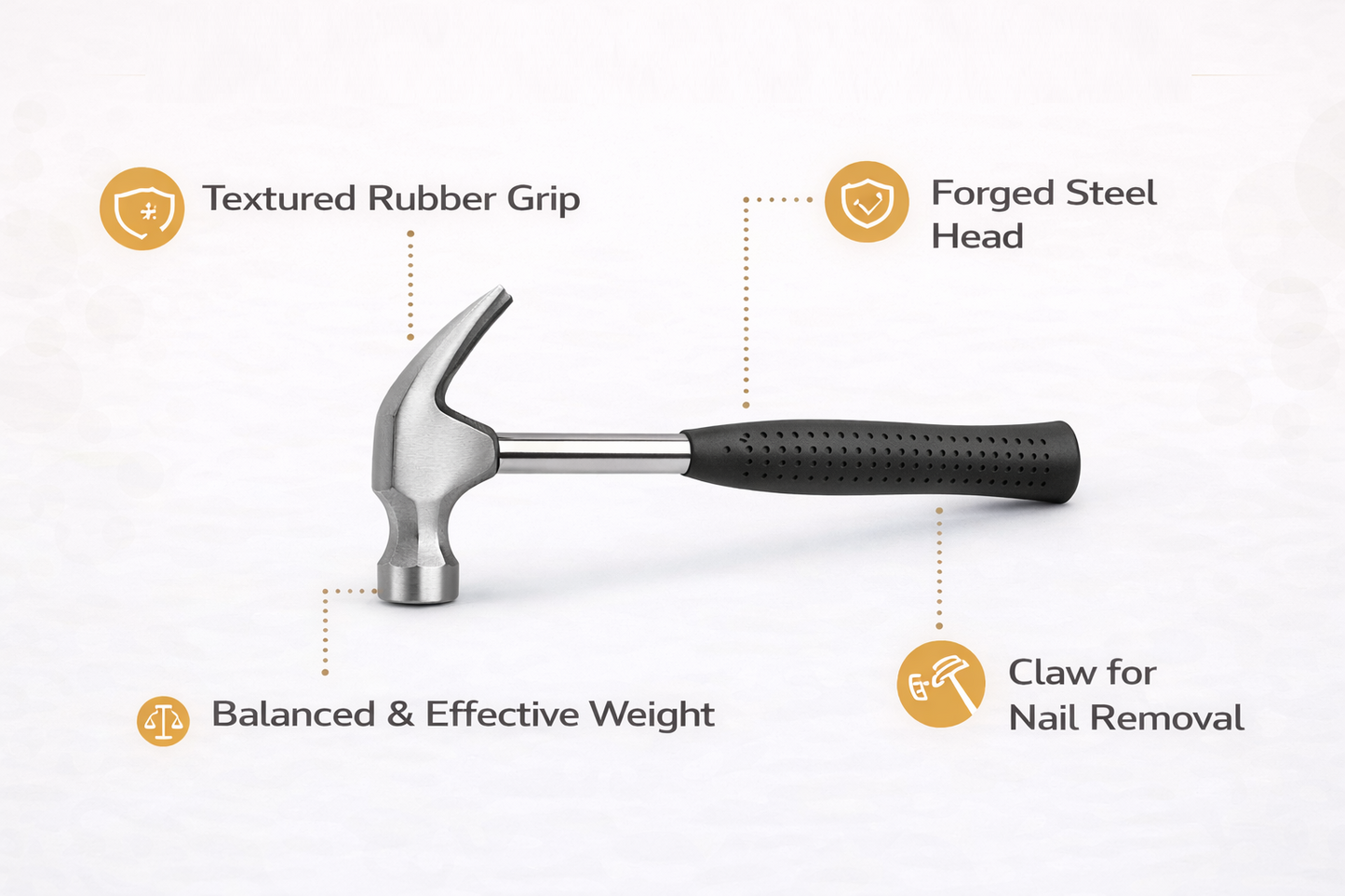 Claw Hammer with Tubular Steel Body & Rubber Grip | 8oz & 16oz | Drive Nails & Pull Fixings with Ease