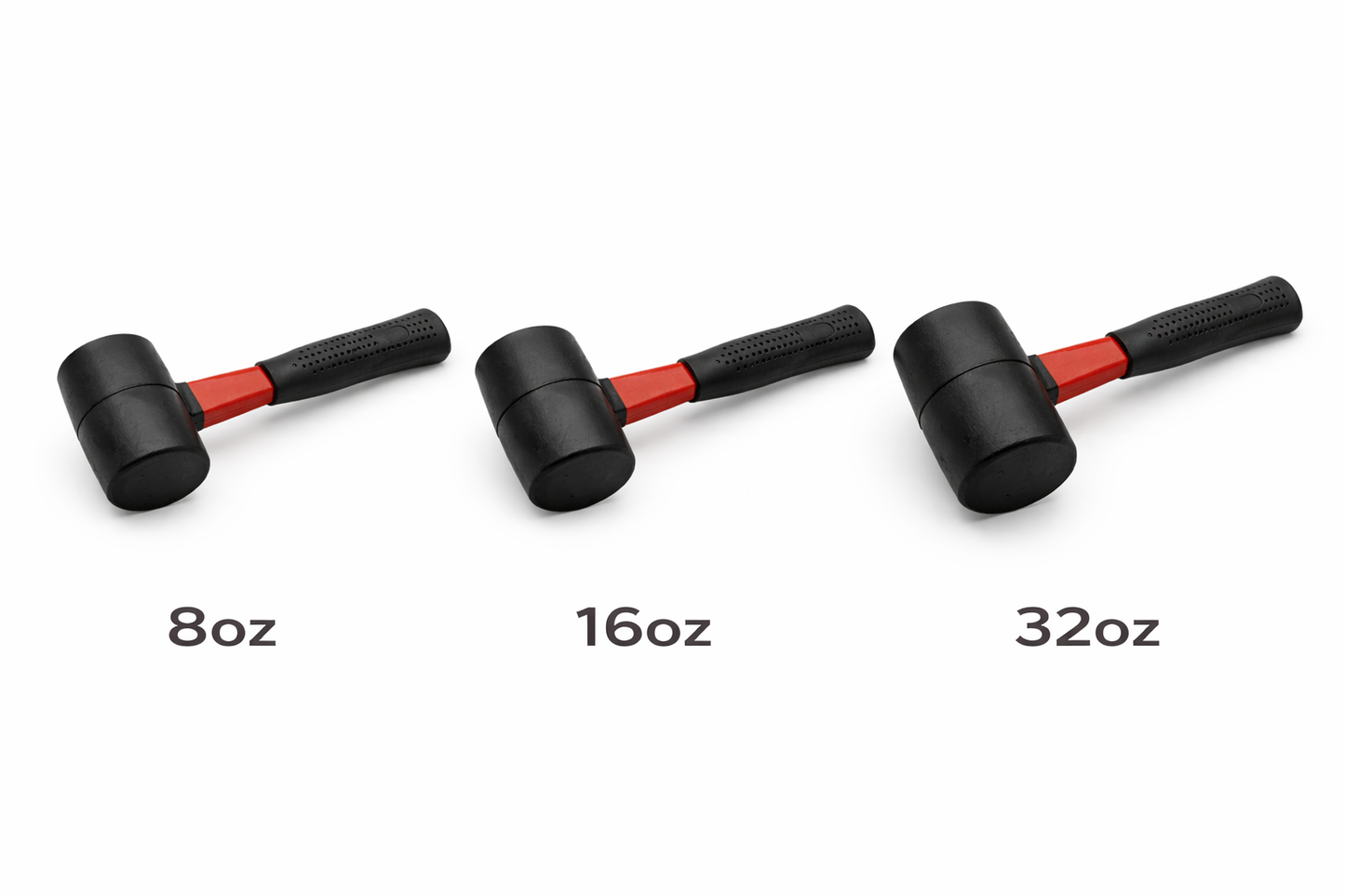 Rubber Mallet with Fiberglass Handle | 8oz, 16oz & 32oz | Non-Marking Head for Flooring, Woodwork & General Repairs