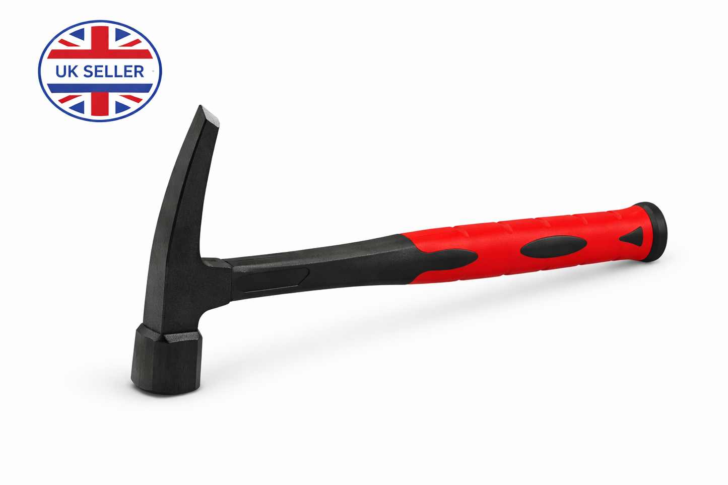 24oz Brick Hammer with Fiberglass Handle & Bi-Material Grip | Hardened Steel Head for Masonry & Stone Work