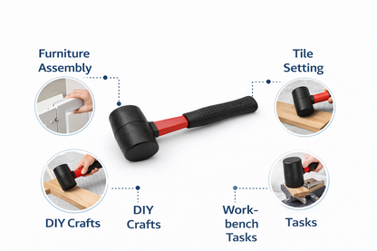 Rubber Mallet with Fiberglass Handle | 8oz, 16oz & 32oz | Non-Marking Head for Flooring, Woodwork & General Repairs