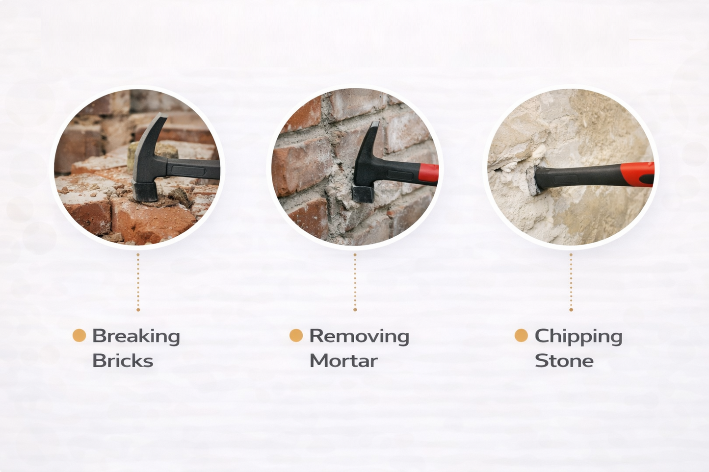 24oz Brick Hammer with Fiberglass Handle & Bi-Material Grip | Hardened Steel Head for Masonry & Stone Work