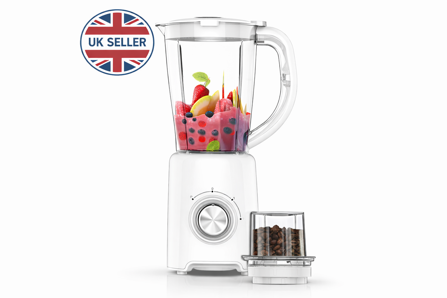 500W 2-in-1 Blender Grinder | 1.5L Jug | 2 Speed + Pulse | Coffee Grinder | White or Black