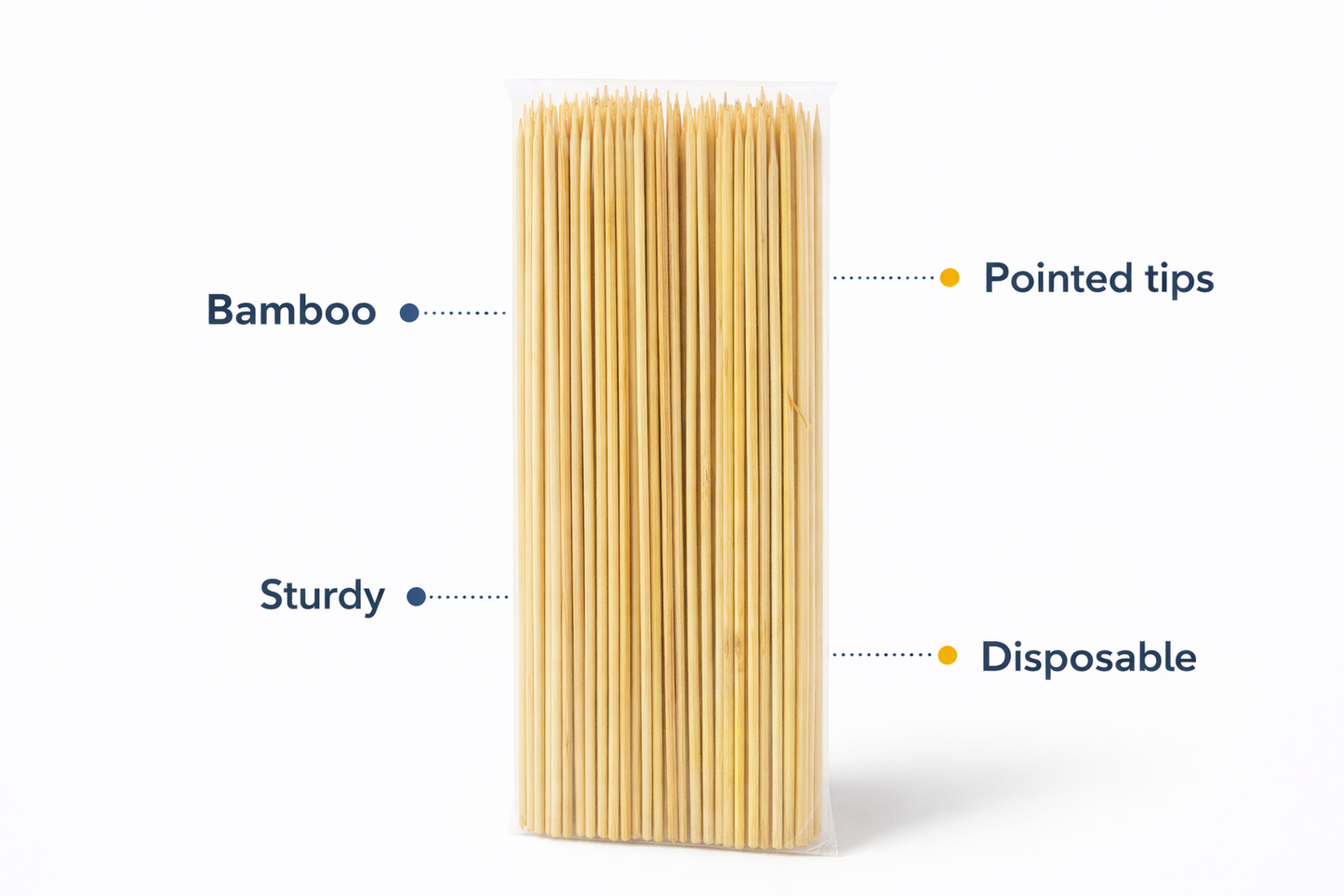 Bamboo Skewers 25cm 150 Pack | Extra Thick | Single Point | Non-Porous | BBQ Oven Party Use