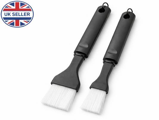 2 Piece BBQ Brush Set | Nylon Bristles | Hanging Loop | 23cm & 20cm | Grill Oven Kitchen Use