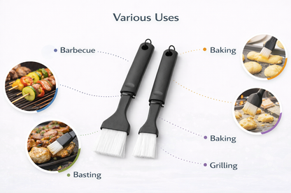 2 Piece BBQ Brush Set | Nylon Bristles | Hanging Loop | 23cm & 20cm | Grill Oven Kitchen Use